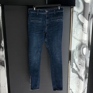 Anthropologie Dark Blue High Rise Skinny Jeans Size 30
